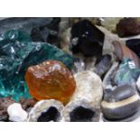 A LARGE COLLECTION OF VARIOUS ROCKS AND MINERALS, LARGE CRYSTAL FORMATIONS ETC. (QTY)