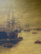 CONTINENTAL SCHOOL (19TH CENTURY), HARBOUR SCENE WITH VESSELS AND FIGURES, INDISTINCTLY SIGNED,