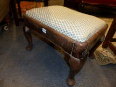 AN ANTIQUE GEORGIAN LOW FOOT STOOL ON PAD FEET