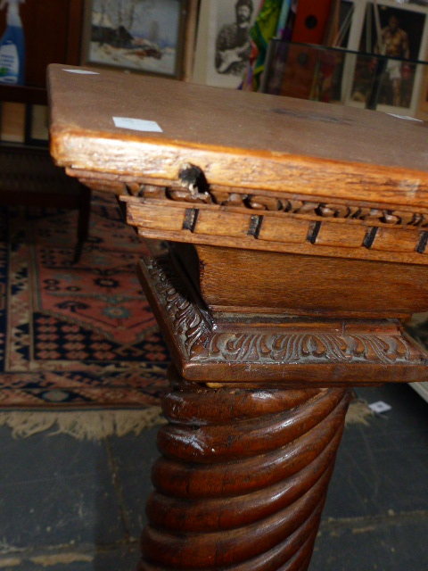 A PAIR OF CARVED HARDWOOD SPIRAL COLUMN PEDESTALS. 83CMS.HIGH - Image 9 of 16