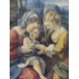 AFTER CORREGGIO, THE MYSTIC MARRIAGE OF ST CATHERINE OF ALEXANDRIA, WATERCOLOUR, 28 X 22.5CM.
