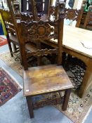 A SET OF SIX ITALIAN 18TH.C.STYLE HIGH CARVED BACK SIDE CHAIRS.