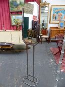 AN ART DECO CHROME MIRROR ON STAND.