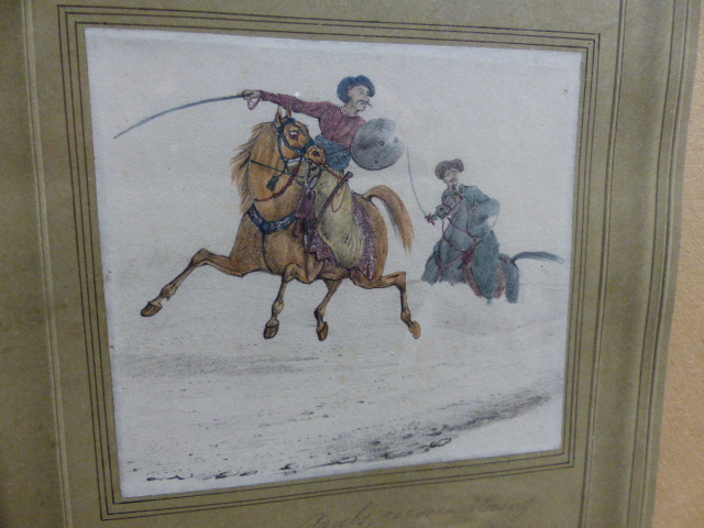 HENRY ALKEN, ARABS RECONNOITERING, WATERCOLOUR AND PENCIL, UNSIGNED, 10.5 X 11.5CM. - Image 2 of 6