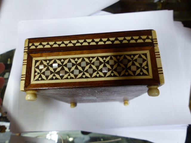 AN EARLY 20TH.C.TORTOISESHELL AND IVORY MOUNTED DOME TOP CASKET ON CARVED PAW FEET TOGETHER WITH TWO - Image 16 of 27