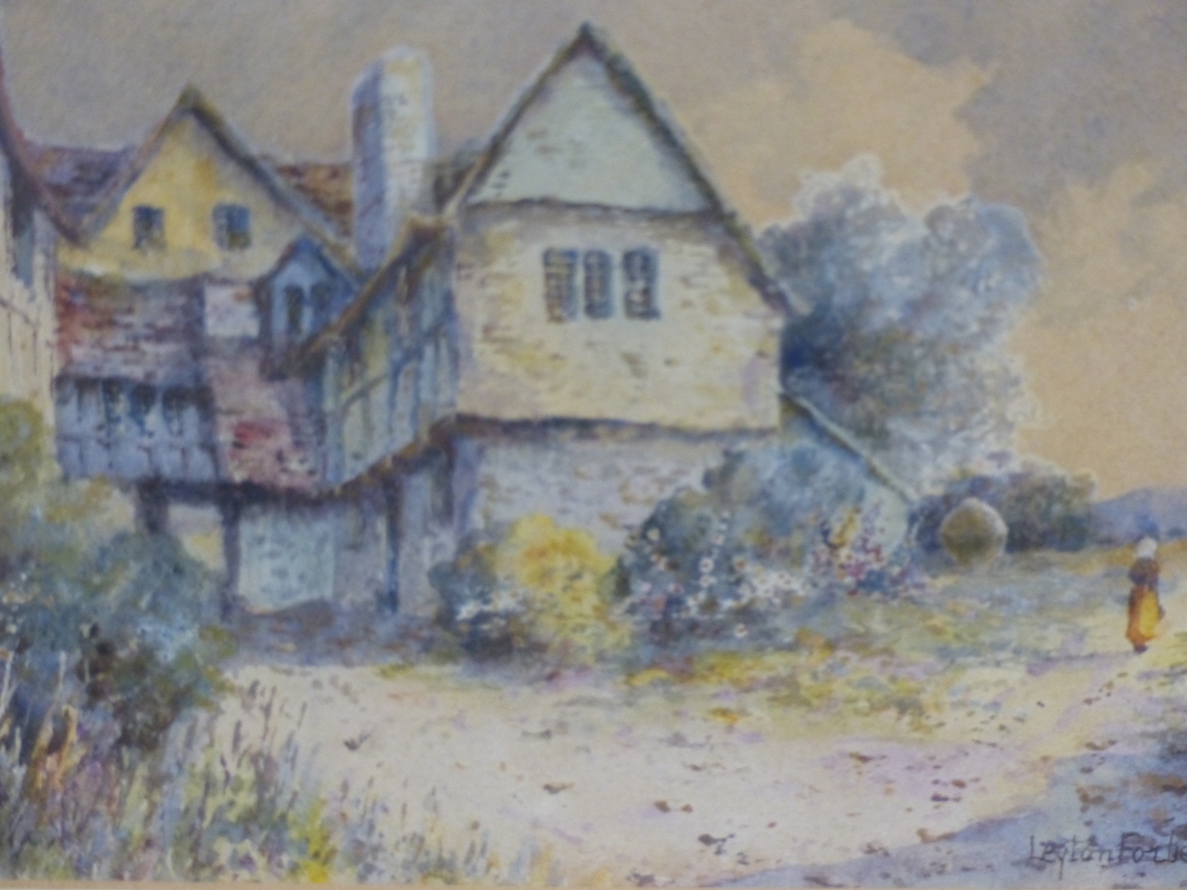 LEYTON FORBES, WATERCOLOUR OF A COTTAGE, SIGNED, 14 X 22CM, AND AN OIL LANDSCAPE BY A DIFFERENT