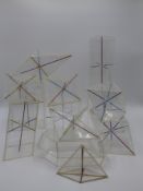 A COLLECTION OF MATHEMATICAL PERSPEX DIVIDED POLYHEDRONS AND SHAPES (QTY)