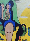 E.L. KIRCHNER, FIGURES, SIGNED, 40 X 28.5CM.