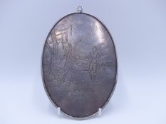 AN INTERESTING AMERICAN SILVER (WHITE METAL) AMERICAN INDIAN PEACE MEDAL WITH HAND ENGRAVED STUDY OF