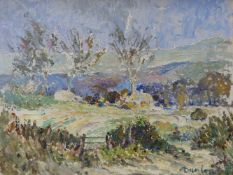 RONALD OSSORY DUNLOP (1894-1973) (ARR), LANDSCAPE, SIGNED, OIL ON BOARD, 38 X 48CM.