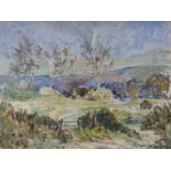 RONALD OSSORY DUNLOP (1894-1973) (ARR), LANDSCAPE, SIGNED, OIL ON BOARD, 38 X 48CM.