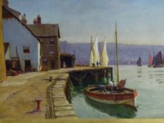 CORNISH SCHOOL (LATE 19TH/EARLY 20TH CENTURY), HARBOUR SCENE WITH FISHERMEN AND BOATS, SIGNED WITH