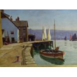 CORNISH SCHOOL (LATE 19TH/EARLY 20TH CENTURY), HARBOUR SCENE WITH FISHERMEN AND BOATS, SIGNED WITH