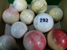 A GROUP OF TEN VARIOUS 19TH.C. IVORY BILLIARD BALLS