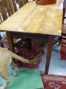 AN 18TH.C.AND LATER OAK COUNTRY FARMHOUSE TABLE. 77X181CMS