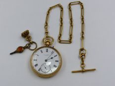 AN 18ct GOLD J.B.YABSLEY LONDON OPEN FACED PIN SET POCKET WATCH DATED LONDON 1916 SUSPENDED ON AN