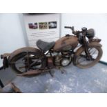 AN EXCELSIOR UNIVERSAL 150cc MOTORCYCLE WITH HAND CHANGE GEARS - VERY COMPLETE BARN FOUND