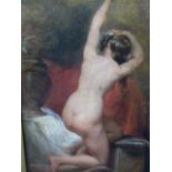 ATTRIBUTED TO WILLIAM ETTY ( 1787-1849) A KNEELING NUDE BY A CLASSICAL URN, OIL ON BOARD,