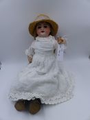 AN ANTIQUE FRENCH SFBJ-PARIS BISQUE HEAD DOLL No. 60. (3) CIRCA 1905-1915 WITH COMPOSITION BODY