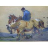 CIRCLE OF DAVID COX MORNING RIDE, WATERCOLOUR. 10.5 x 15cms