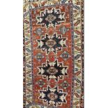 AN ANTIQUE CAUCASIAN RUG. 164 x 94cms.