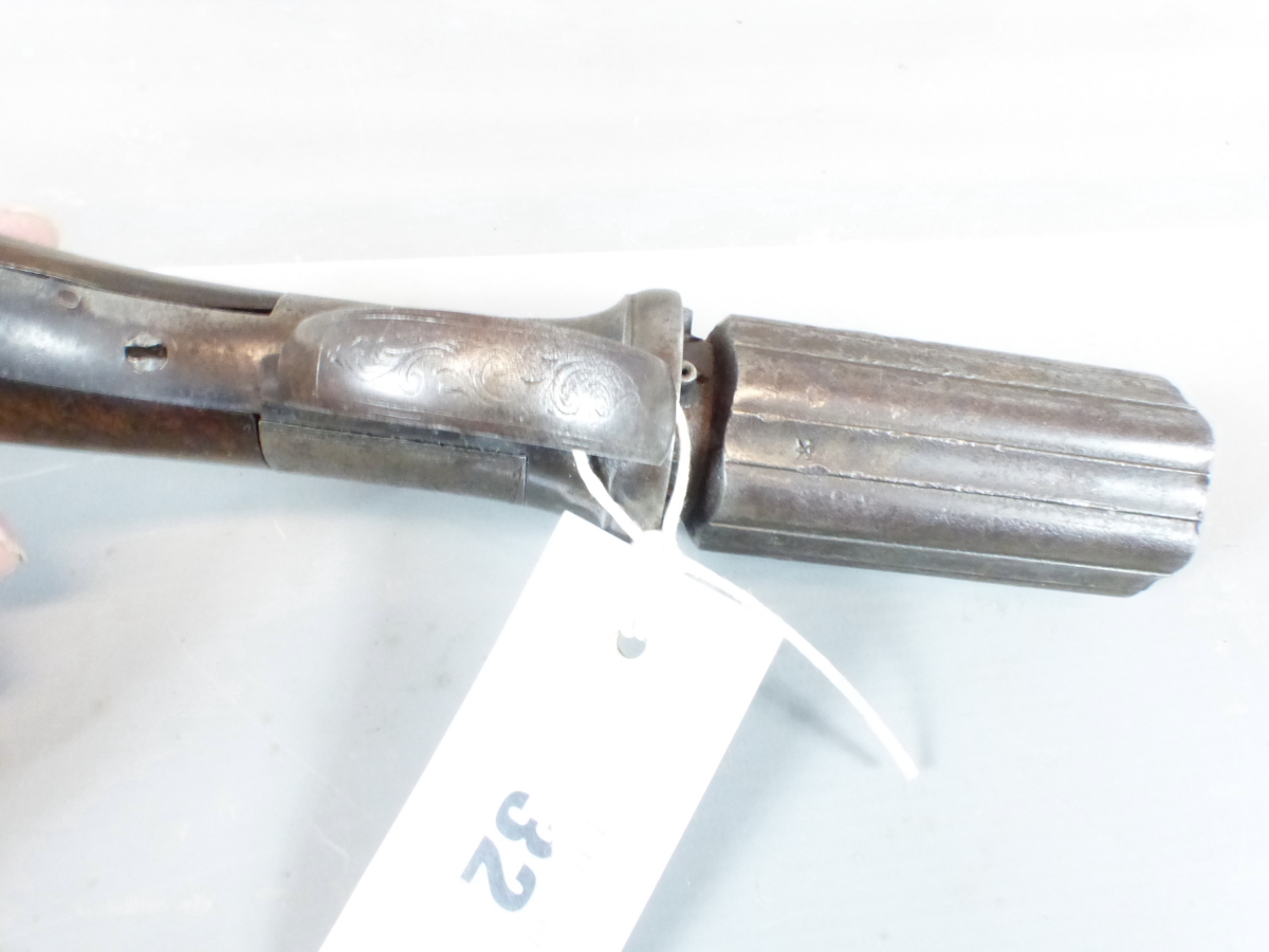 PERCUSSION PISTOL. ANTIQUE, NO CERTIFICATE REQUIRED. UN-NAMED PEPPERBOX REVOLVER. - Image 9 of 22