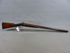 A GOOD 8 BORE DOUBLE BARRELLED PERCUSSION WILDFOWLING GUN BY CLAYTON OF SOUTHAMPTON. 36 INCH BROWNED