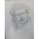 ATTRIBUTED TO ERNEST PROCTER (1886-1935) PORTRAIT OF A GIRL, PENCIL DRAWING. 35 x 35cms.