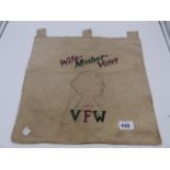 AN INTERESTING HAND SEWN SUFFRAGETTE BANNER, WIFE-MOTHER-VOTER "VFW"