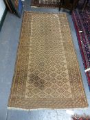 TWO TRIBAL BELOUCH RUGS. 183 x 91 AND 132 x 89cms.