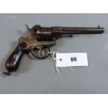 A GOOD 19th.C. LEFAUCHEAUX PINFIRE REVOLVER SERIAL NUMBER 177721( ANTIQUE OBSOLETE CALIBRE- NO