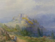 F. TULLY LOTT (1828-1899) A PANORAMIC VIEW OF MONT ORGNEIL CASTLE, JERSEY, SIGNED UNDER MOUNT