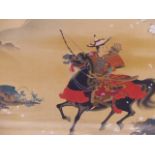 JAPANESE SCHOOL, AN EQUESTRIAN SCENE OF A MOUNTED HUNTER AND TWO LADIES HOLDING A PARASOL, BOTH