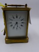 A GOOD LATE 19th.C. GRAND SONNERIE REPEATING BRASS CASED FIVE GLASS CARRIAGE CLOCK WITH UNSIGNED