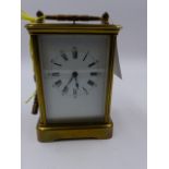 A GOOD LATE 19th.C. GRAND SONNERIE REPEATING BRASS CASED FIVE GLASS CARRIAGE CLOCK WITH UNSIGNED