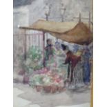 A.LUDOVICI ( 1852-1932) TWO EDWARDIAN STREET SCENES, ONE SIGNED, WATERCOLOURS. 12.5 x 7.5cms.