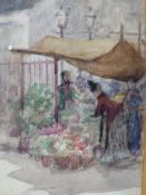 A.LUDOVICI ( 1852-1932) TWO EDWARDIAN STREET SCENES, ONE SIGNED, WATERCOLOURS. 12.5 x 7.5cms.