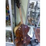 AN INTERESTING ANTIQUE DOUBLE BASS FOR RESTORATION.