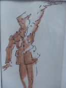 A COLLECTIVE LOT OF WATERCOLOURS AND OTHER PICTURES TO INCLUDE TWO OF FRENCH GENDARMES, ALL