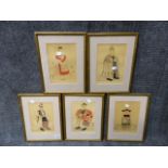 FIVE 1930'S CONTINENTAL COLOUR ETCHINGS DEPICTING PORTRAITS OF FIGURES IN TRADITIONAL COSTUME,