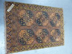 AN ANTIQUE AFGHAN BOKHARA RUG. 156 x 113cms.