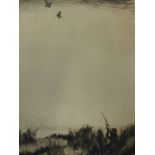 NORMAN WILKINSON (1878-1971) DUCK SHOOTING AND FLY FISHING, TWO ETCHINGS BOTH PENCIL SIGNED. LARGEST
