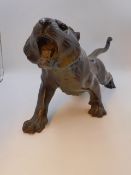 A FINELY DETAILED JAPANESE BRONZE FIGURE OF A PROWLING TIGER WITH SIGNATURE SEAL MARK TO BASE. L.