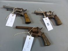 A GROUP OF THREE 19th.C. PINFIRE REVOLVERS TO INCLUDE "THE GUARDIAN OF AMERICA MODEL OF 1978" AND