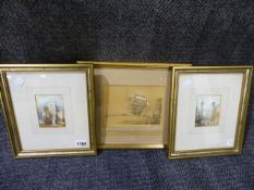 THREE 19th.C.SMALL ENGLISH SCHOOL WATERCOLOURS DEPICTING KELSO ABBEY, VIENNA AND THE HIGH LODGE IN