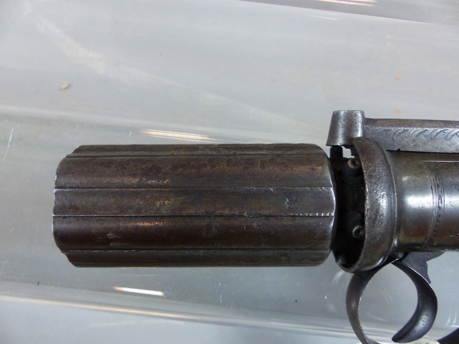 PERCUSSION PISTOL. ANTIQUE, NO CERTIFICATE REQUIRED. UN-NAMED PEPPERBOX REVOLVER. - Image 17 of 22