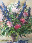 ALEXANDER KOLOTILOV (RUSSIAN 1946-) FLORAL STILL LIFE, SIGNED AND INSCRIBED ON REVERSE. OIL ON