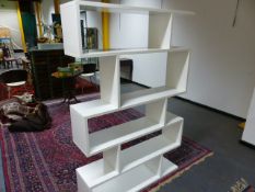 A WHITE CONTEMPORARY TERENCE CONRAN OPEN SHELF ROOM DIVIDER. H.180, W.120, D.30cms.