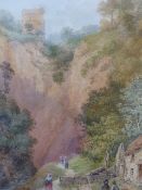 F.TULLY LOTT ( 1828-1899) A VIEW OF A CONTINENTAL TOWN AND ANOTHER OF A RIVER GORGE, BOTH SIGNED