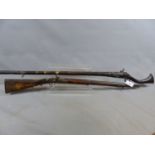 A 19th.C. MIDDLE EASTERN PERCUSSION RIFLE TOGETHER WITH AN EASTERN MADE ENFIELD TYPE PERCUSSION FULL
